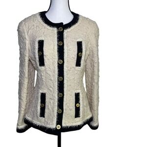 CHANEL 1994 Runway Tweed Jacket CC Buttons Boucle Iconic Collectable Size 42 EUC